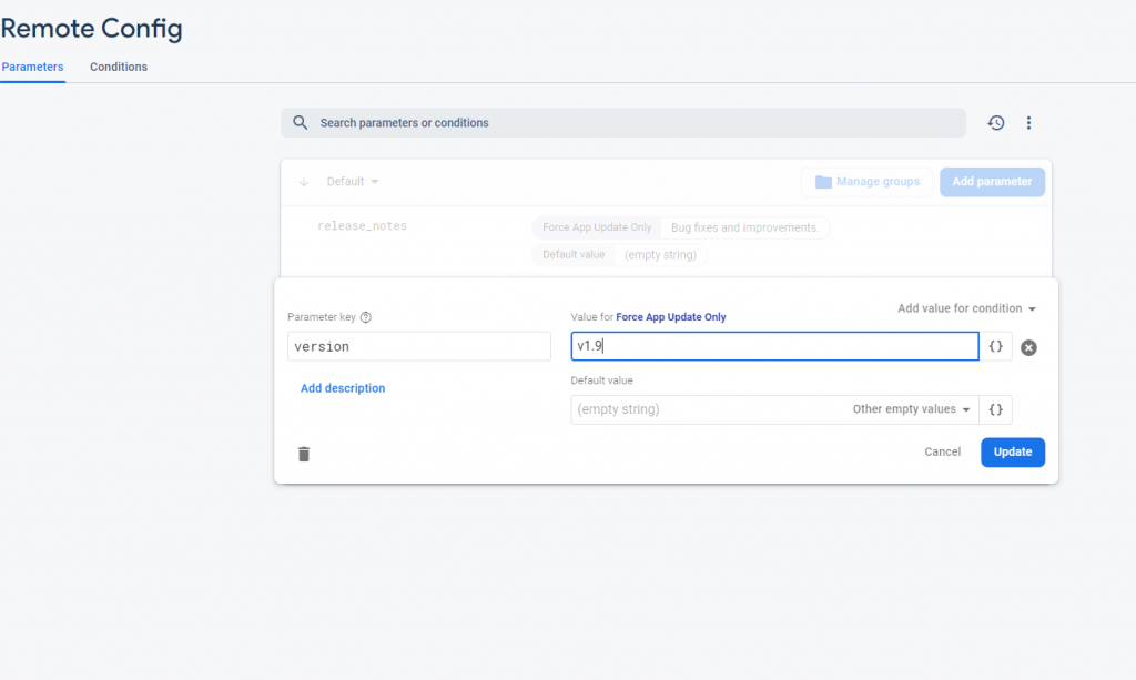 remote config - update configurations